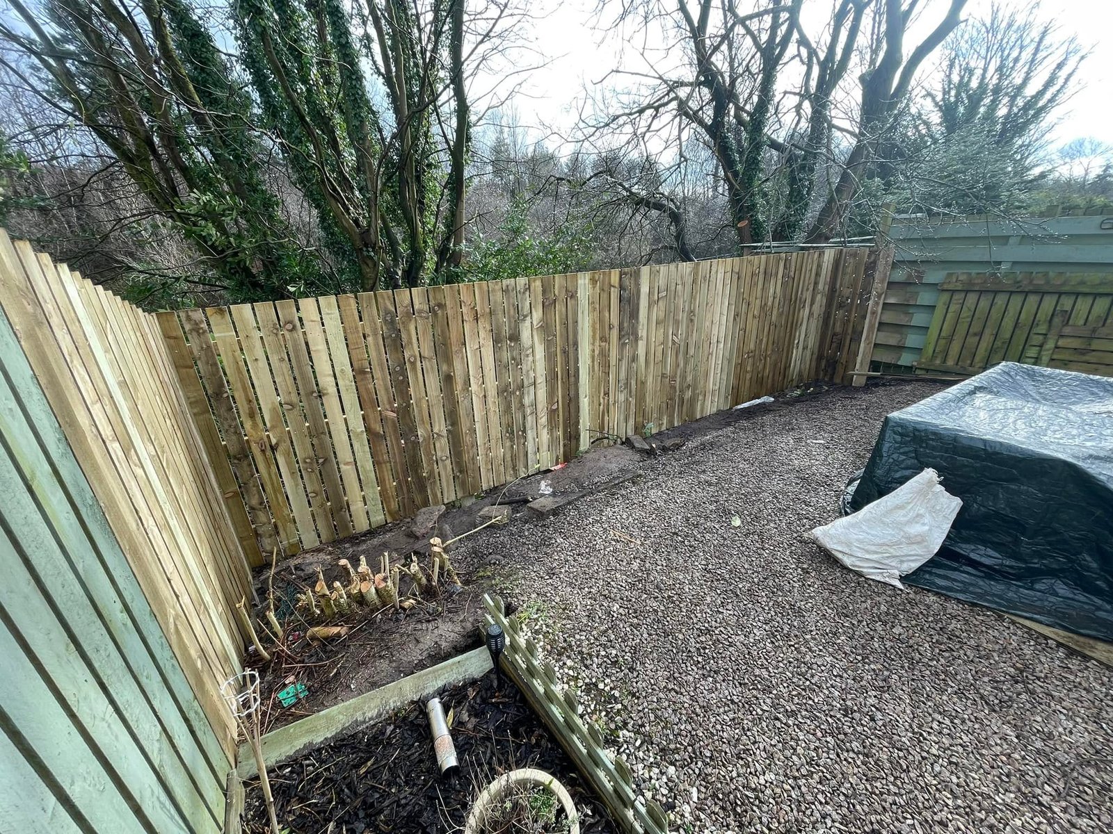 New timber fencing installed by FH Contracts Scotland in a Glasgow garden